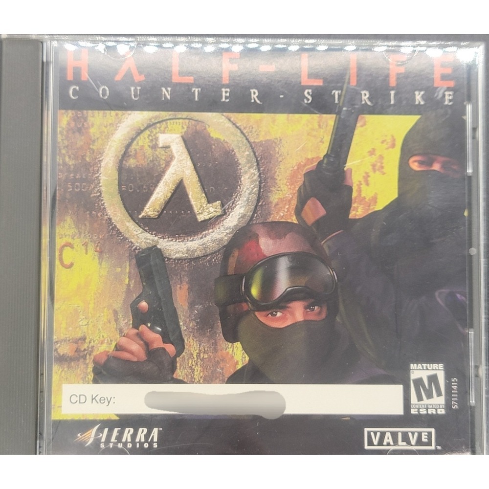 Half Life Counter Strike PC Game CD-ROM 2000 Sierra Valve w/ Key